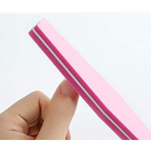 Professional Buffer Sanding Washable Sandpaper Diamond Shape Strip Bar Nail File Manicure Tool (Pink)