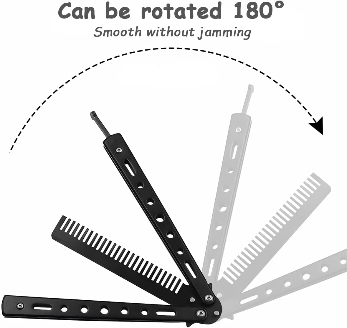 LA PERLA TECH Training Stainless Steel Butterfly Foldable Pocket Comb Moustache Styling Comb for Hair Barber Comb Hair Styling Accessories (Black