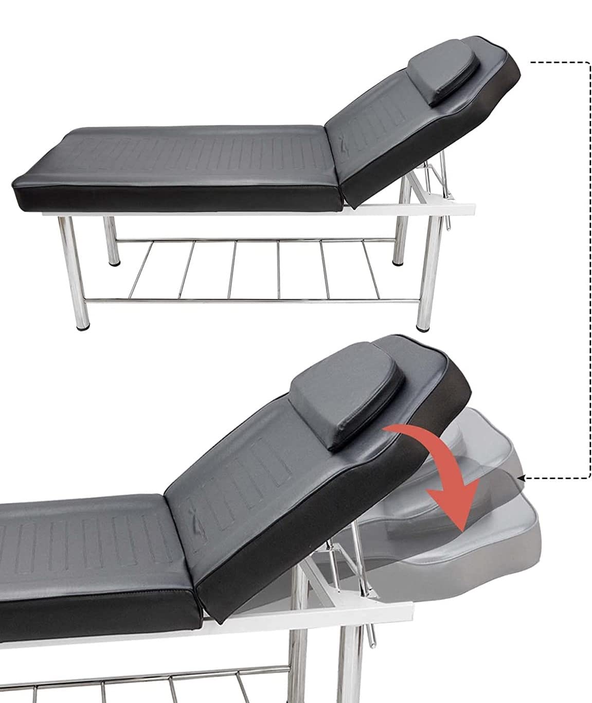 Facial-Massage -Medical -Clinic Equipment Furniture Reclining Bed Heavy Duty -High-Density Foam (Black) 1 YEAR WARRANTY