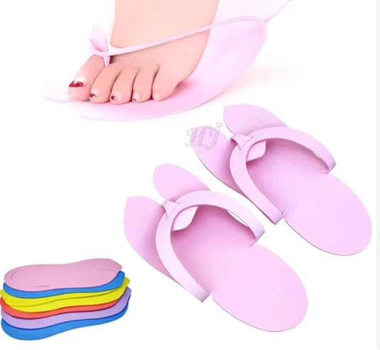 12 Pairs Disposable Foam Slippers Salon Spa Pedicure Sandals Free size Multi Color