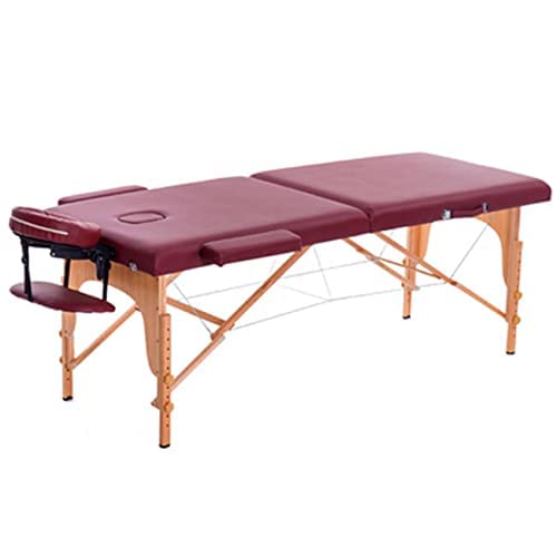 Professional Portable Massage Bed Heavy Duty Up to 250kg Loading Capacity (Burgundy, 186 x 70 x 59/80cm)