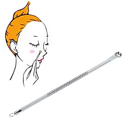 Stainless Blackhead Comedone Facial Acne Cleaner Double Ends Stainless Steel Pimple & Blackhead Remover Acne Extractor Remover Tool Safety Tool