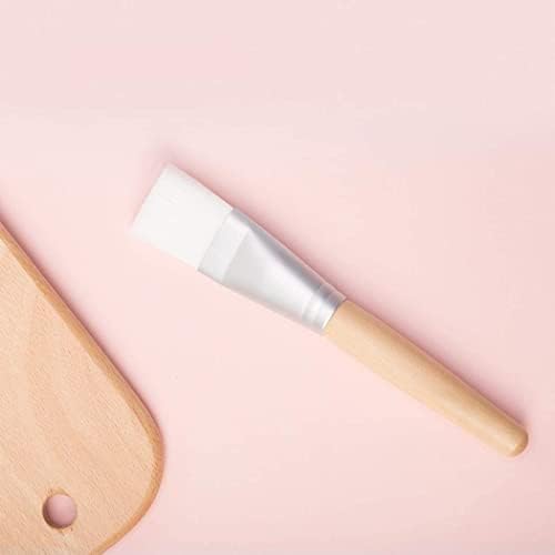 2 Face Mask Application Brush, Natural Wood and White, Soft Synthetic Bristles, Wooden Handle, 15cm Length