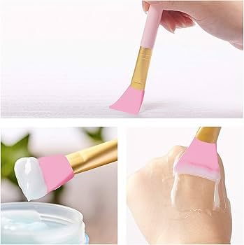 2 Face Mask Application Brush, Natural Wood and White, Soft Synthetic Bristles, Wooden Handle, 15cm Length