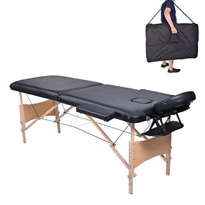 LA Perla Tech Professional Portable Massage Bed Heavy Duty Up to 250kg Loading Capacity (Black, 186 x 70 x 59/80cm) /Carry Case -Trolley