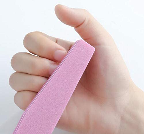 Professional Buffer Sanding Washable Sandpaper Diamond Shape Strip Bar Nail File Manicure Tool (Pink)