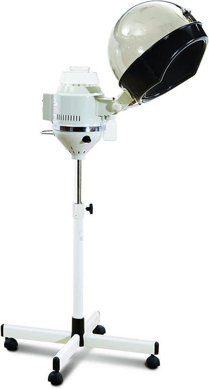 مكواة بخار احترافية للشعر مع حامل دوار، ارتفاع قابل للتعديل، معدات صالونات التجميل، Professional Hair Steamer with Rolling Stand, Adjustable Height, Salon Equipment, Whit