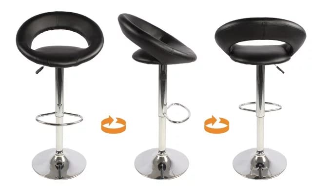 Adjustable Swivel Bar Stool 360 Round Shape (Black)