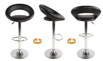 Adjustable Swivel Bar Stool 360 Round Shape (Black)