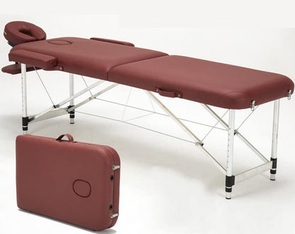 Professional Aluminum 2 Folding Adjustable Massage Table -BreathHole-Flexible Rest-loading Capacity 250 Kg Dimension 186 * 70 * 59 Burgundy Color