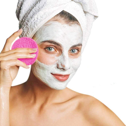 5 Pieces of Facial Cleansing Sponge, Natural Facial Cleansing Sponge Reusable Face Wash Exfoliating Cleansing Sponge - Pink