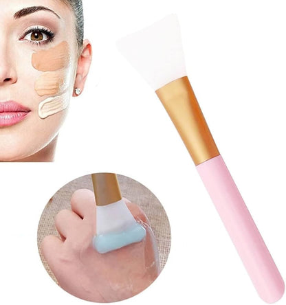 2 Face Mask Application Brush, Natural Wood and White, Soft Synthetic Bristles, Wooden Handle, 15cm Length