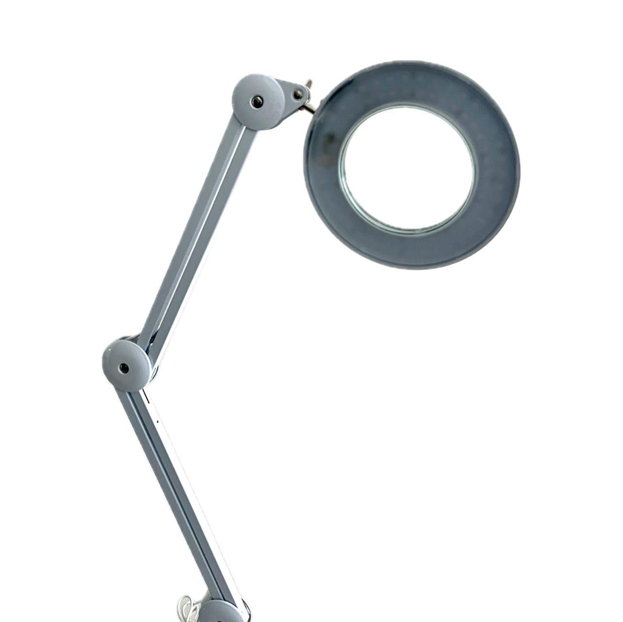 Magnifier Lamp Adjustable Swivel Arm -Facial Magnifying Lamp with Wheels, White