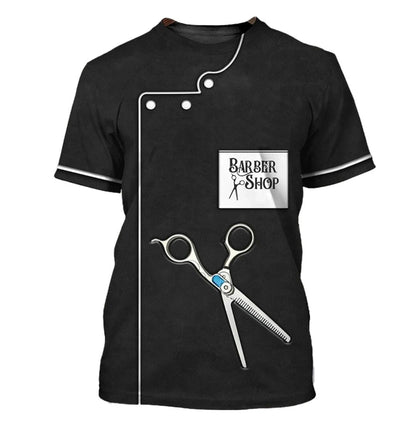 Personalized Barber Shop 3D T-Shirt, Custom Name Shirt for Men Women, Hoodies Gift for Hairdresser