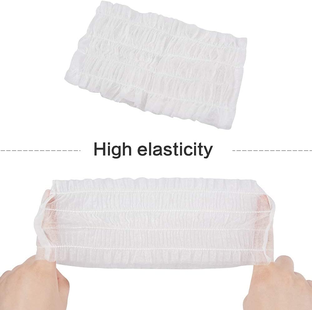 200 Pieces Disposable Spa Headbands, Soft Non-woven Facial Cloth Stretch Skin Care Hair Band, Professional Salon Makeup Sauna Essential Supplies for Women, White