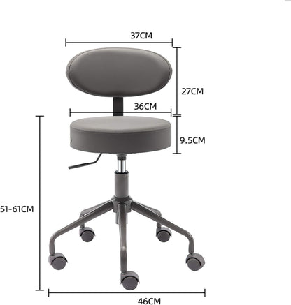 Adjustable Swivel Stainless Steel Bar Stool with Backrest, Footrest, Pedicure Chair for Salons, Home, Black