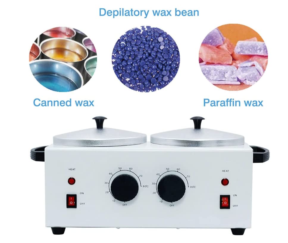 Double Wax Warmer, Professional Aluminum Hair Removal Wax Heater, Hard Wax Beads Melter Waxing Set Pot Body Dual Wax Heater Machine For Paraffin,Hair Removal