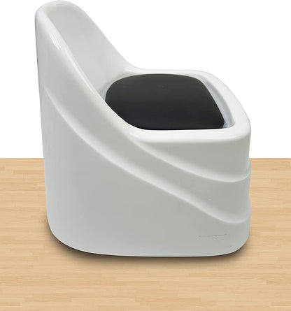 Ceramic Stool Chair Mani/Pedi Heavy-Duty Rolling Chair w/Back Rest for Beauty Salon & Spa Nail Care salon Equipment (White)