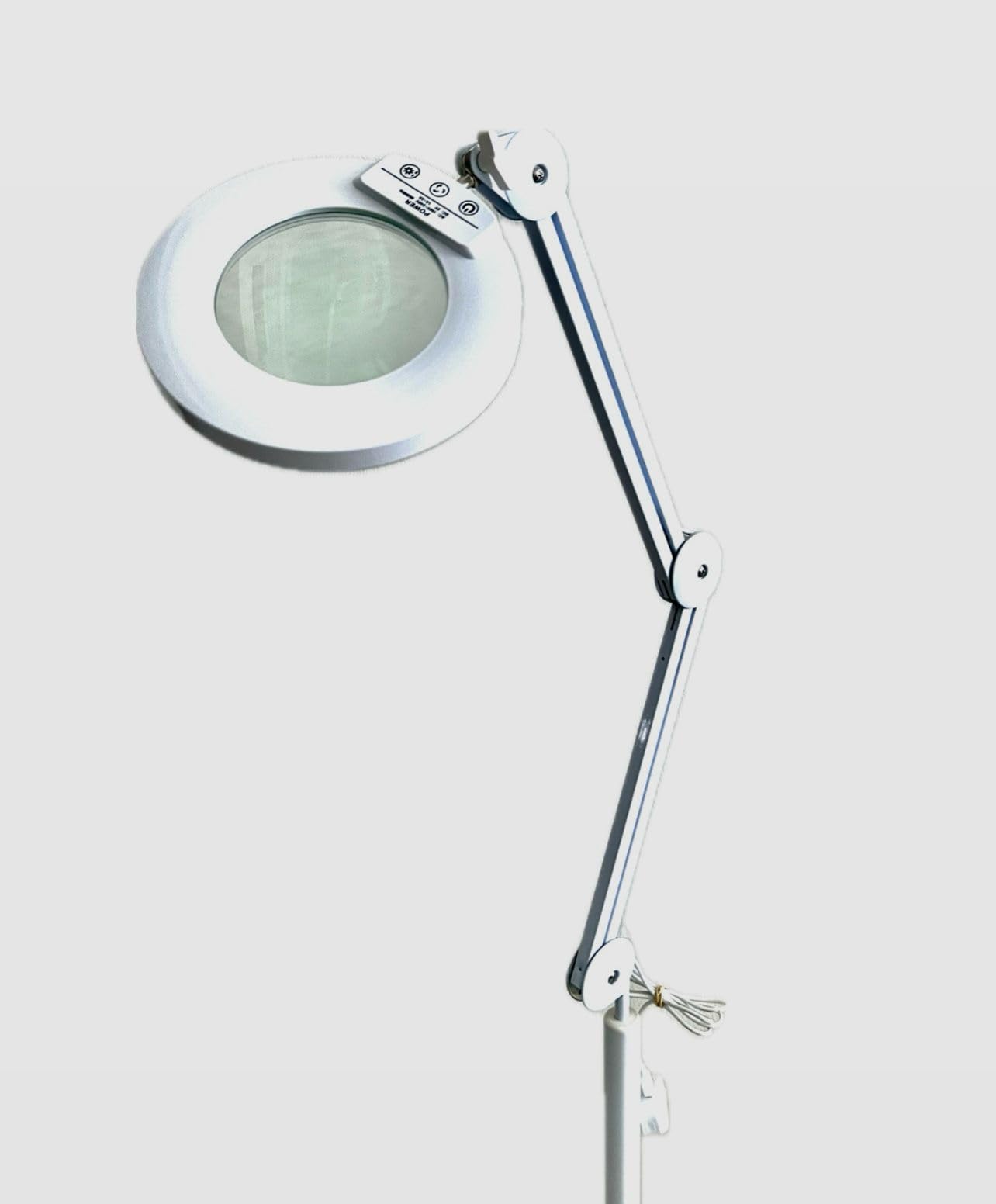 Magnifier Lamp Adjustable Swivel Arm -Facial Magnifying Lamp with Wheels, White