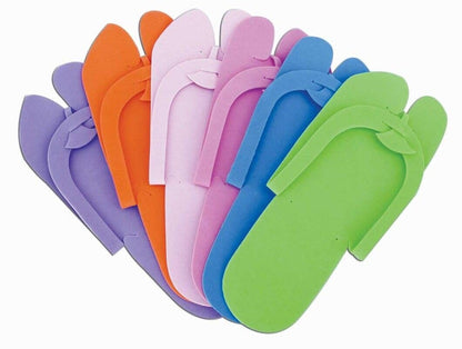 12 Pairs Disposable Foam Slippers Salon Spa Pedicure Sandals Free size Multi Color