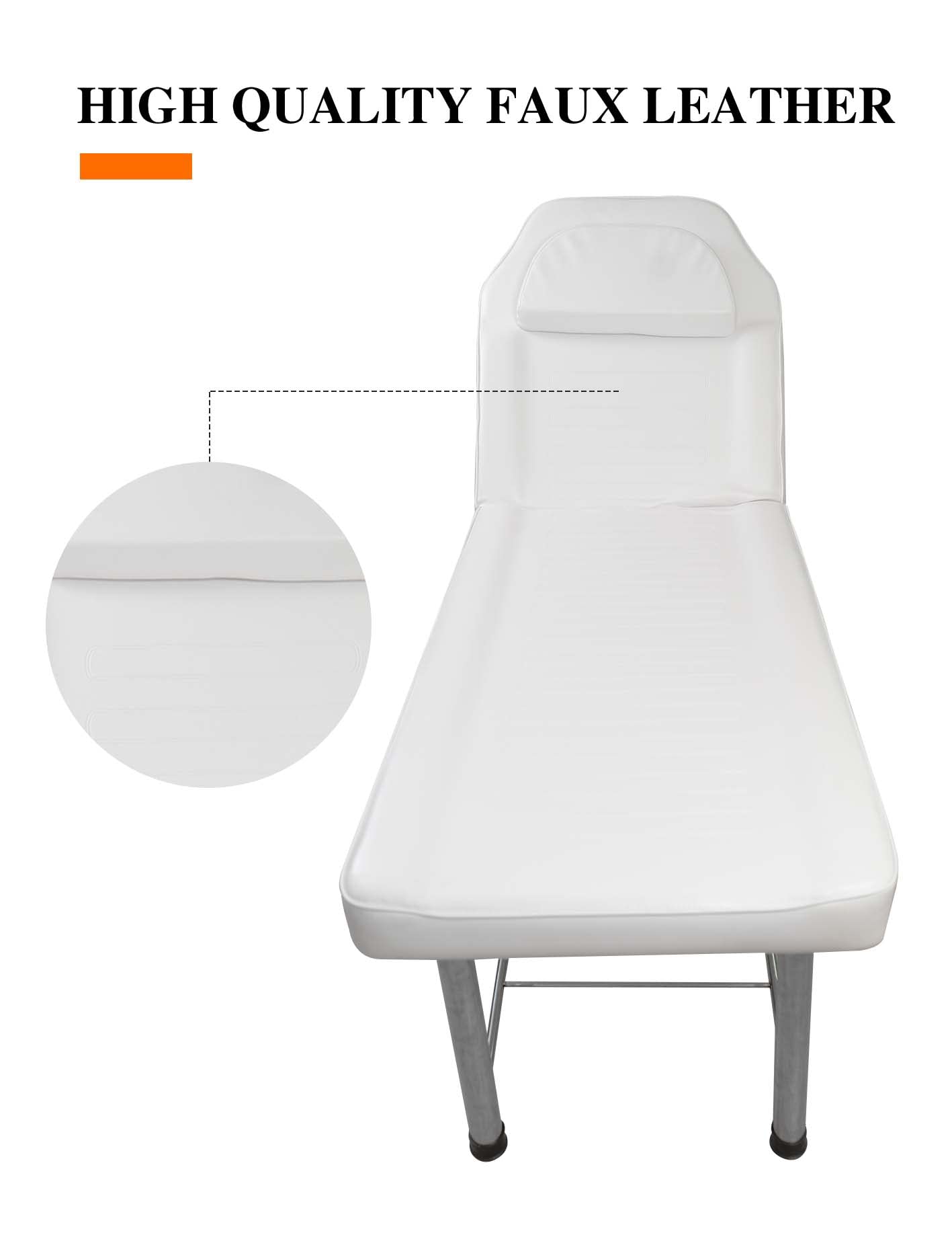 MEISHIDA Massage Table Stationary Massage Bed Lash Spa Bed, Heavy Duty Massage Table Bed Physical Therapy Bed with Memory Foam Layer Salon Bed (White)