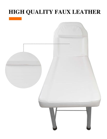 MEISHIDA Massage Table Stationary Massage Bed Lash Spa Bed, Heavy Duty Massage Table Bed Physical Therapy Bed with Memory Foam Layer Salon Bed (White)