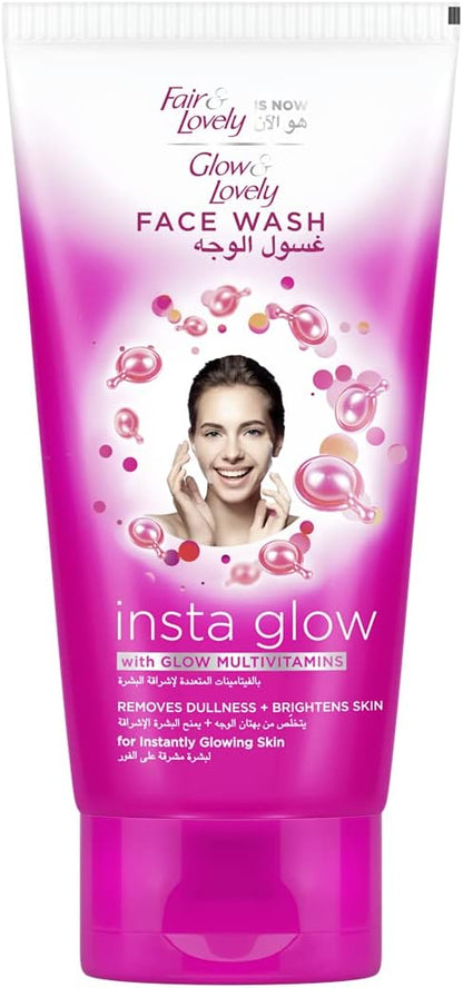 غسول الوجه بفيتامينات متعددة لاشراقة البشرة من جلو اند لوفلي، 150 مل GLOW & LOVELY Formerly Fair & Lovely Face Wash with Glow Multivitamins, Instaglow to remove dullness & brighten the skin, 150ml