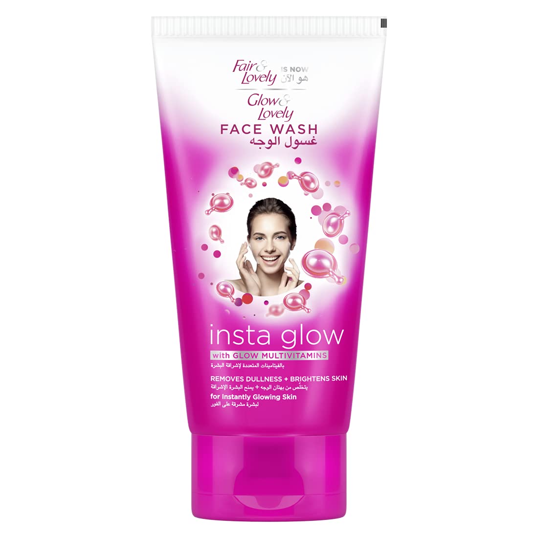 غسول الوجه بفيتامينات متعددة لاشراقة البشرة من جلو اند لوفلي، 150 مل GLOW & LOVELY Formerly Fair & Lovely Face Wash with Glow Multivitamins, Instaglow to remove dullness & brighten the skin, 150ml