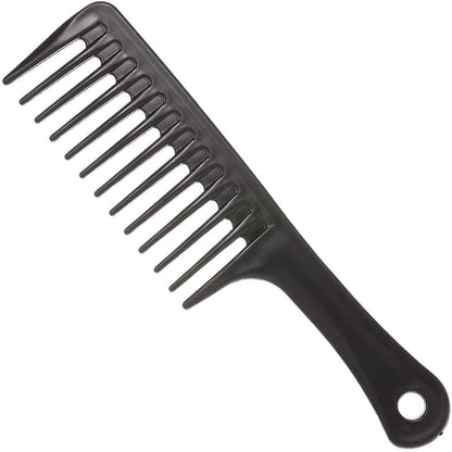 Wide Tooth Detangling Handgrip Paddle Hair Comb for Long Hair (Black)