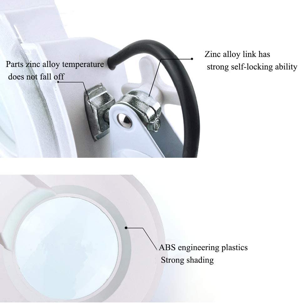 Magnifier Lamp, Magnification Lens with Stand,Flexible Height Adjustable-Clinic- Beauty- Salon -SPA-Nails
