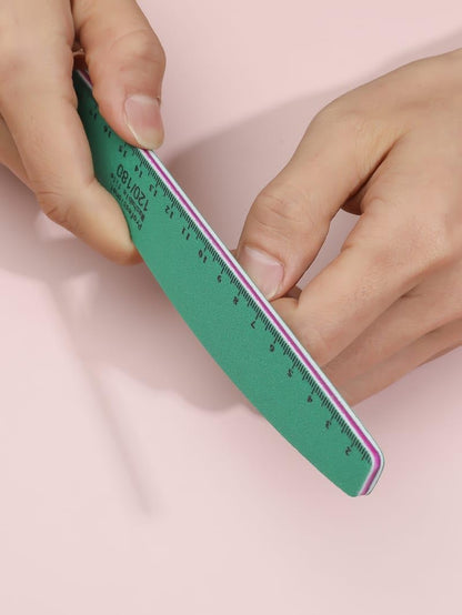 5 PICS Nail File With Ruler Scale 100/180 Sanding Nail Filer Polish Thick Sandpaper Nail Buffer Washable Manicure Nail Tools salon use