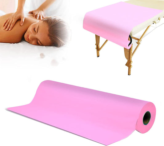 Disposable Massage Table Sheets – Non-Woven Fabric Spa Bed Cover, Pink, 50 Pieces Roll