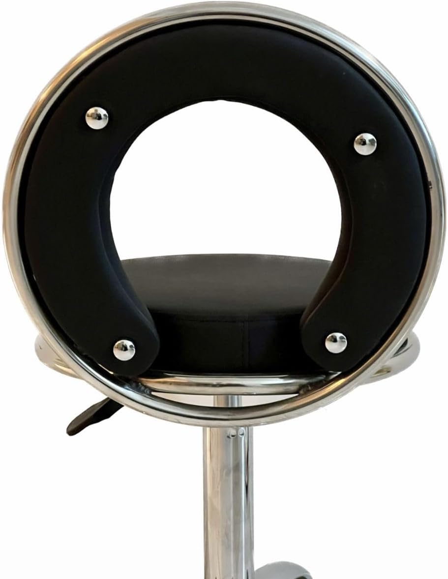 Multi-Purpose Spa salon clinic Bar Stool With Back Cushion And Wheels - Black