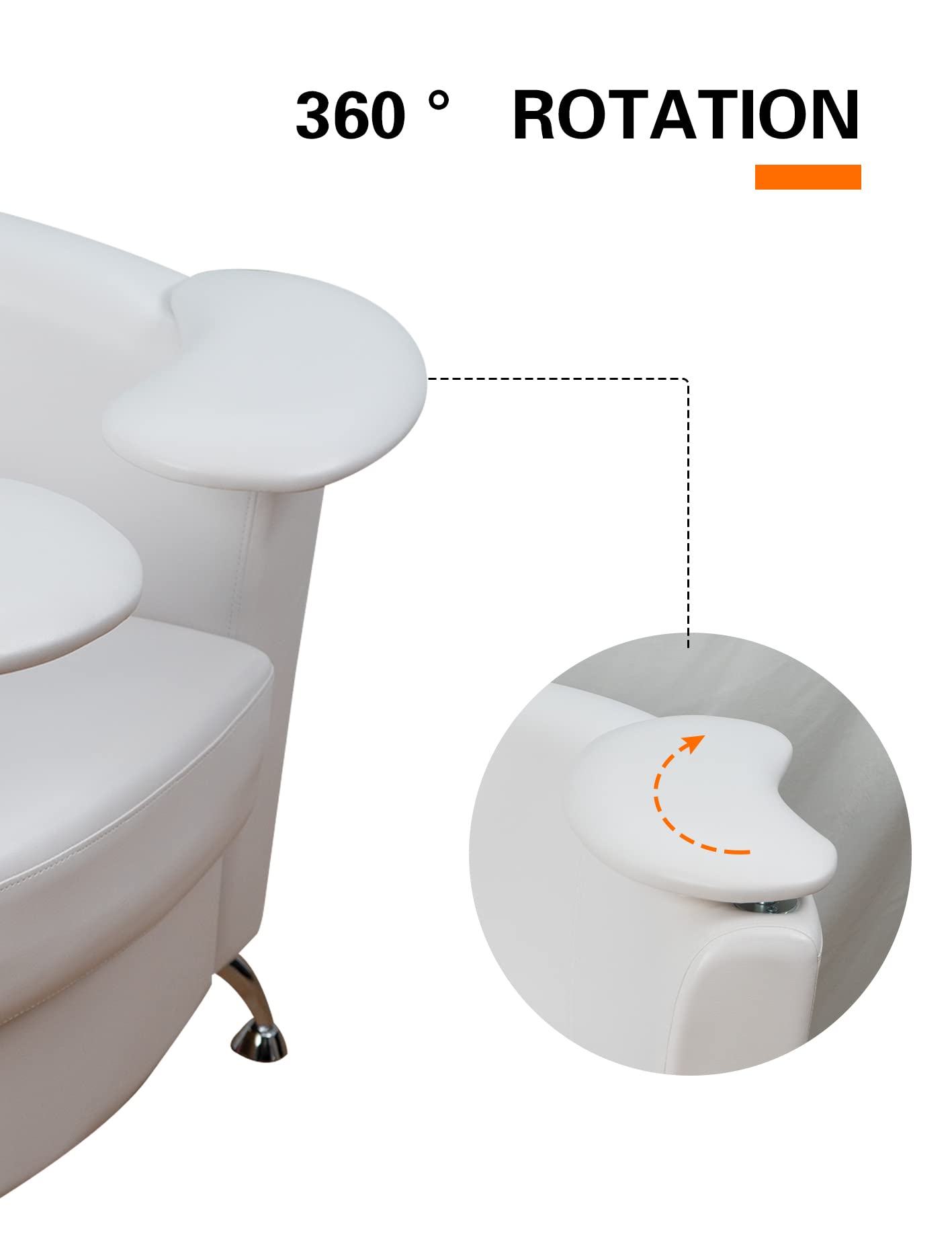Manicure Chair with Armrest, High-Density Foam, Beauty Salon Sofa for Hand Care, Nail Art (White)