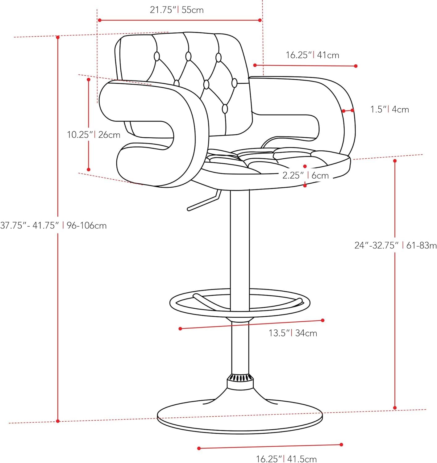 Hydraulic Adjustable Swivel Bar Stool with Armrest Reception Stool, Counter Chair, Restaurant High Stools, Rotate Lift Small Backrest PU Sponge