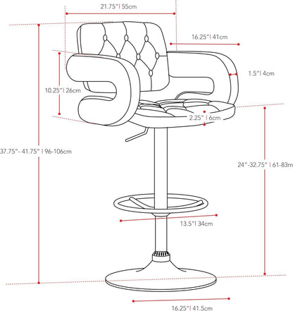 Hydraulic Adjustable Swivel Bar Stool with Armrest Reception Stool, Counter Chair, Restaurant High Stools, Rotate Lift Small Backrest PU Sponge