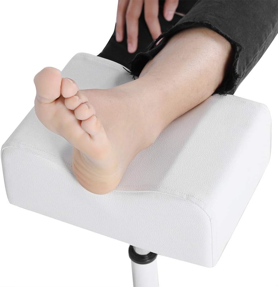 Stool Chair with Footrest,Adjustable Foot Care Pedicure Nail Stool,Pedicure Manicure Technician Nail Footrest Salon Spa Equipment(white)