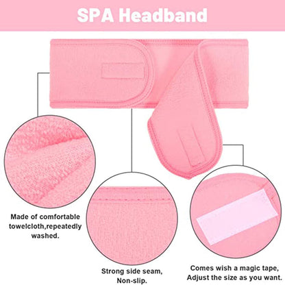 4 Pieces Stretch Terry Cloth Spa Headband (Pink) شريط راس قابل للتمدد من قماش تيري للسبا من 4 قطع (بينك)