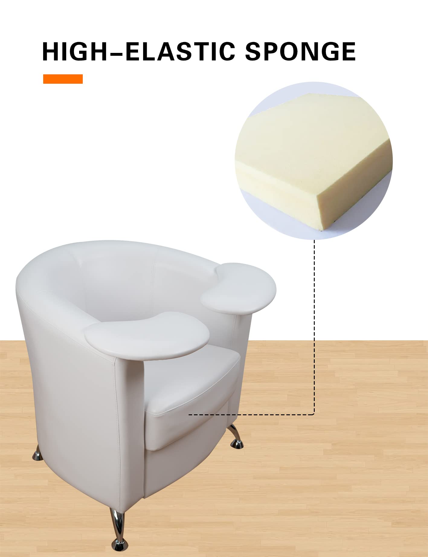 Manicure Chair with Armrest, High-Density Foam, Beauty Salon Sofa for Hand Care, Nail Art (White)