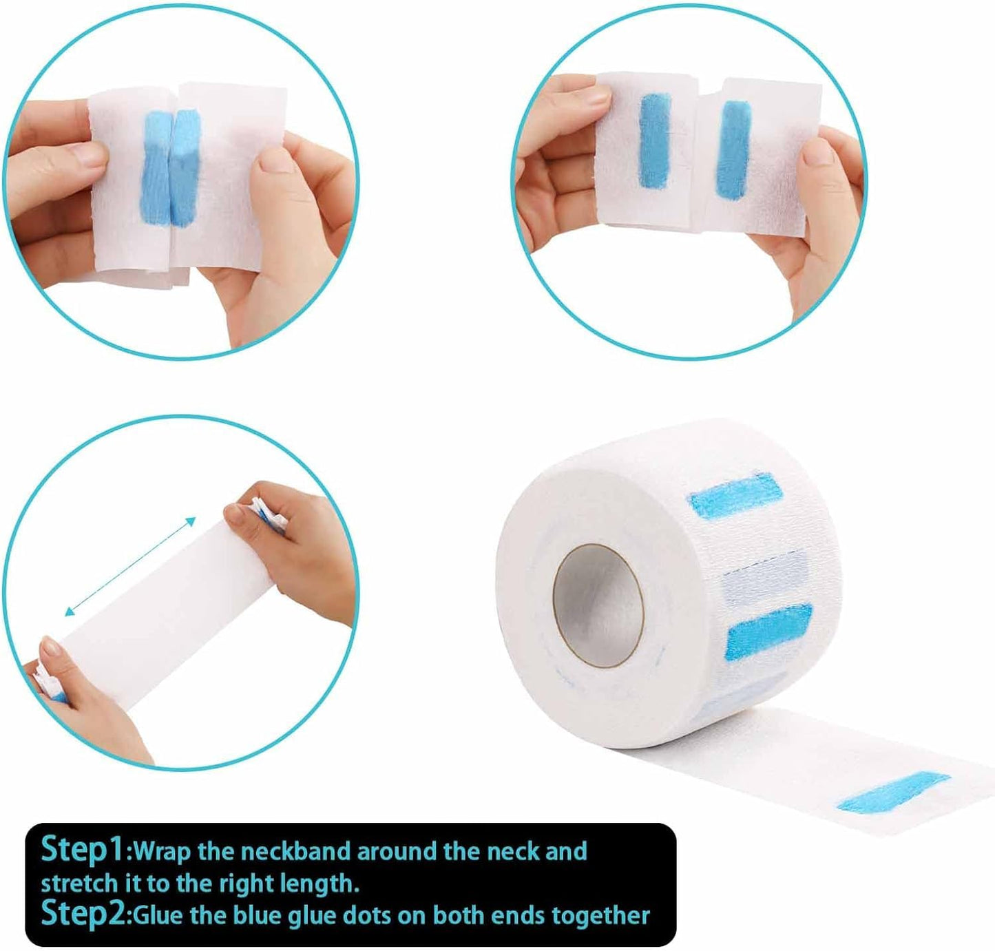 Disposable Barber Neck Paper - Hairdressing Accessory Tool - 5 Rolls - 500 Neck Strips