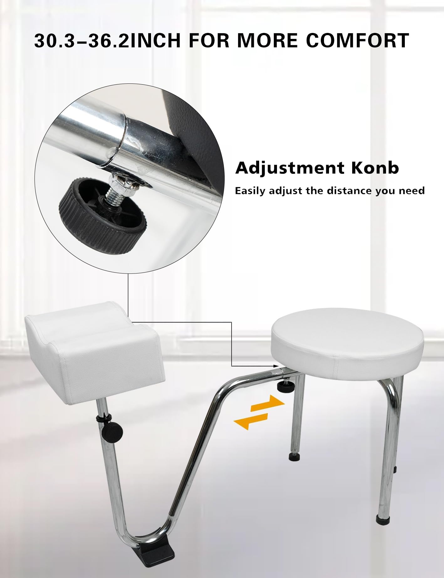 Pedicure Stool, Adjustable Tattoo Leg Arm Rest Stand Leather Foot Stool Chair Manicure Technician Footrest Nail Station for Beauty Salon Nail Shop&Nail Techs Pedicure Stool Spa (White)