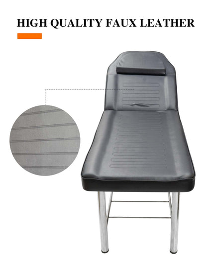 Massage Table Stationary Massage Bed Lash Spa Bed, Heavy Duty Massage Table Bed Physical Therapy Bed with Memory Foam Layer Salon Bed (Black)