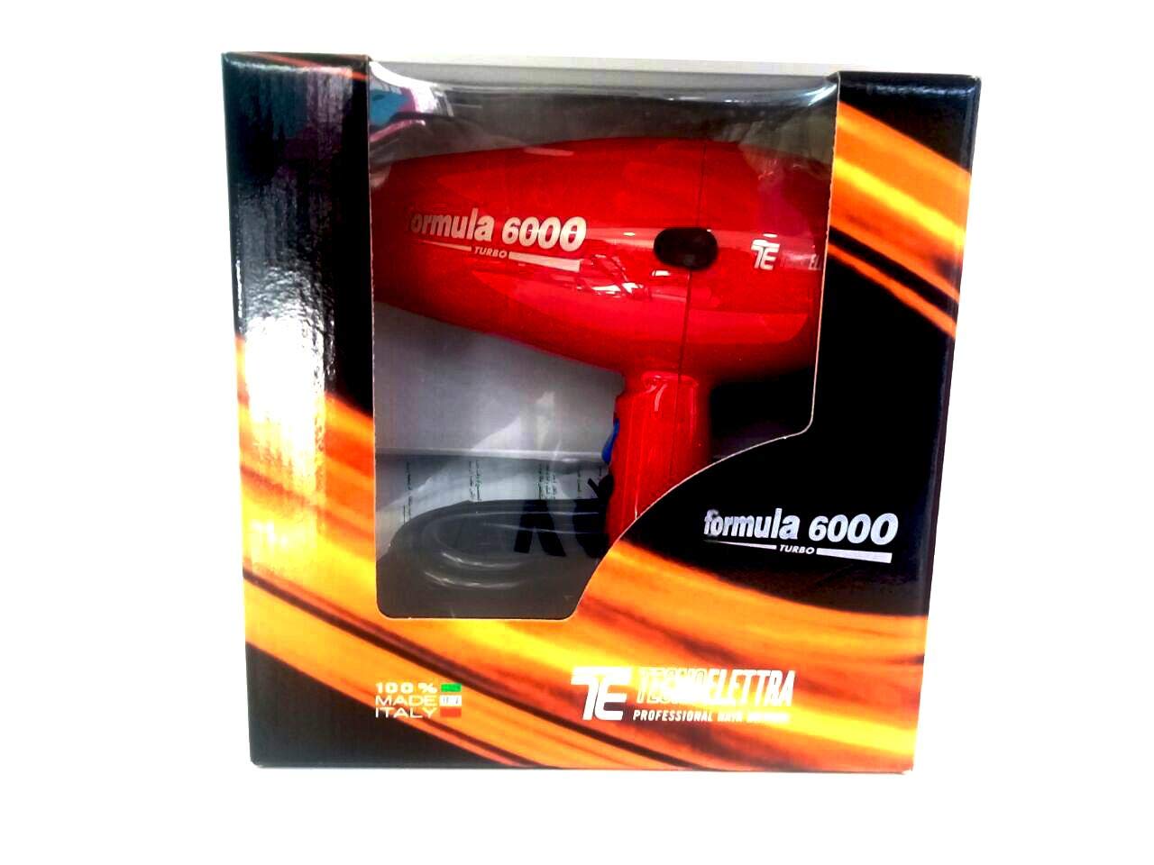 Techno Electra Formula 6000 Hair Dryer, Salon Professional Blow Dryer, ITALY- Red
