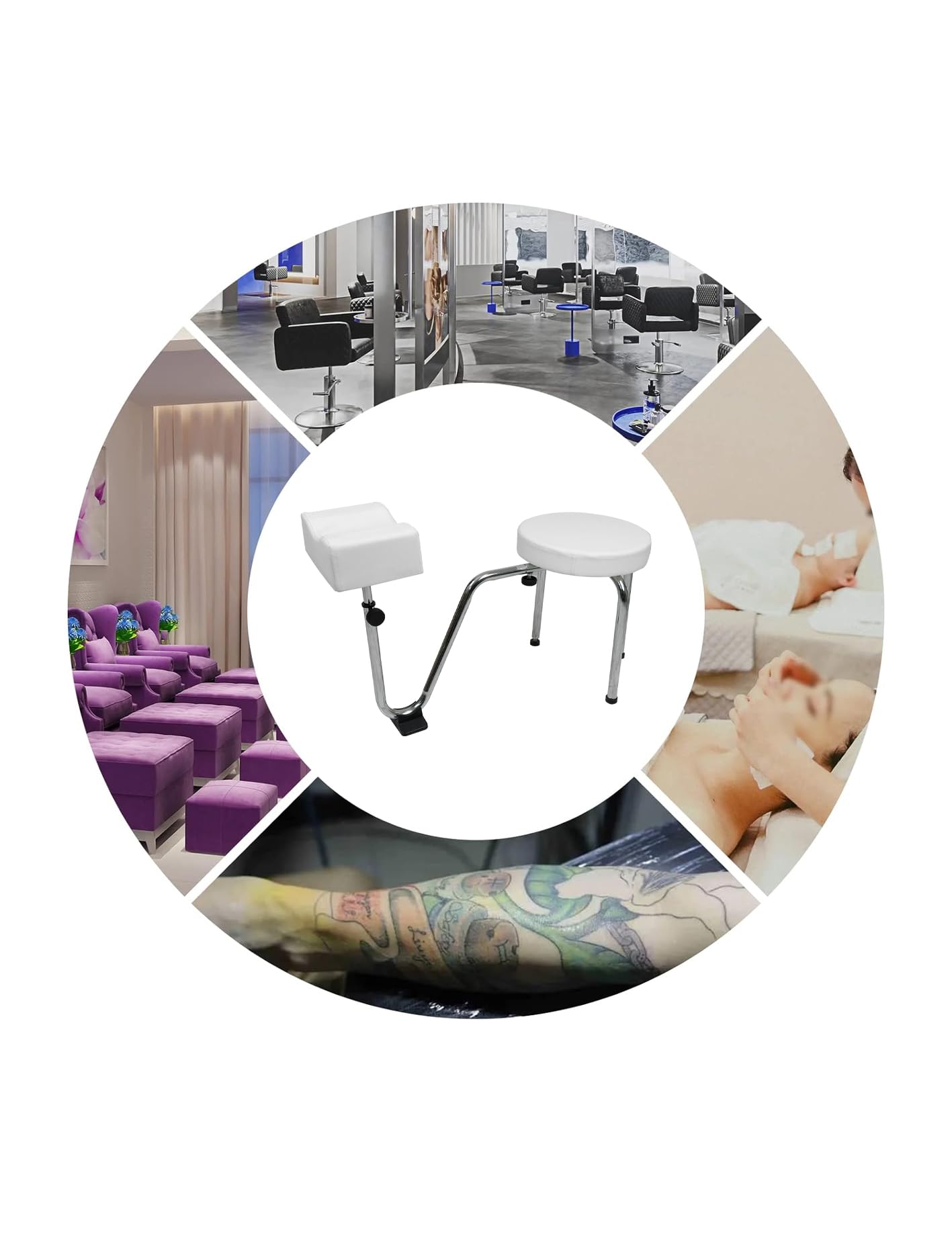 Pedicure Stool, Adjustable Tattoo Leg Arm Rest Stand Leather Foot Stool Chair Manicure Technician Footrest Nail Station for Beauty Salon Nail Shop&Nail Techs Pedicure Stool Spa (White)