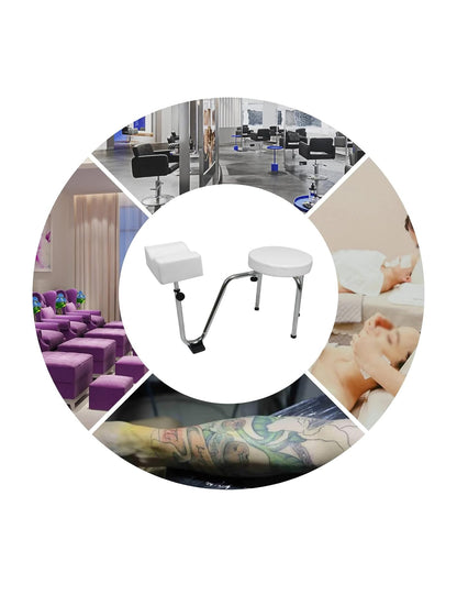 Pedicure Stool, Adjustable Tattoo Leg Arm Rest Stand Leather Foot Stool Chair Manicure Technician Footrest Nail Station for Beauty Salon Nail Shop&Nail Techs Pedicure Stool Spa (White)