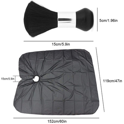 Professional Hair Salon Nylon Cape with Metal Adjustable Buckle & Neck Duster, SourceTon Light Weight Extra Long Cape (55 inch X 47 inch) and Neck Duster Brush, Perfect for Barbershop and Salon