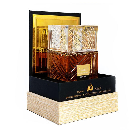 Lattafa Perfumes Khamrah for Unisex Eau de Parfum لطافة للعطور خمرة للجنسين - أو دي بارفان، 3.4 أونصة