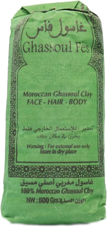 Original Ghassoul Fes Moroccan Clay Natural Mud For Face & Body 500g