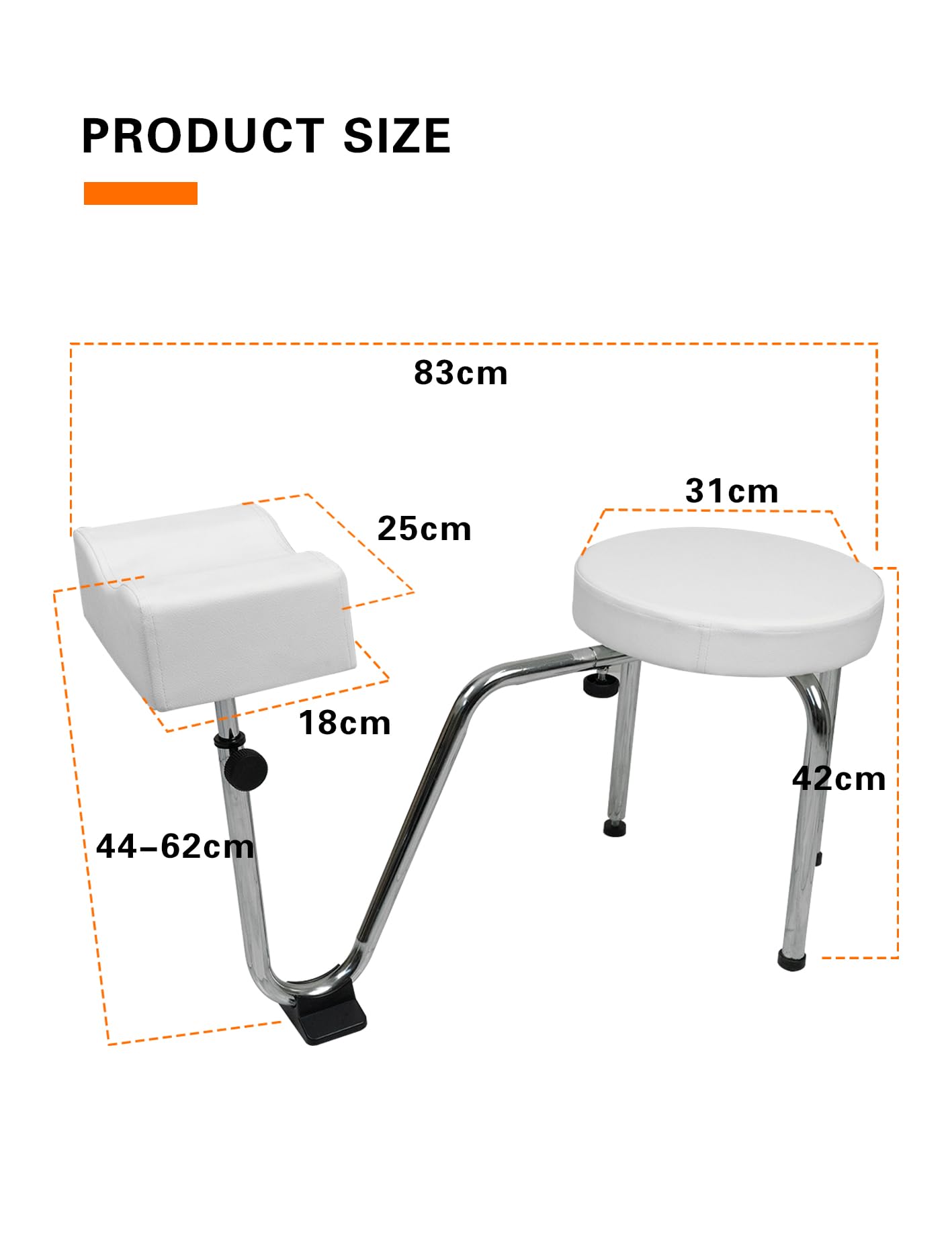 Pedicure Stool, Adjustable Tattoo Leg Arm Rest Stand Leather Foot Stool Chair Manicure Technician Footrest Nail Station for Beauty Salon Nail Shop&Nail Techs Pedicure Stool Spa (White)