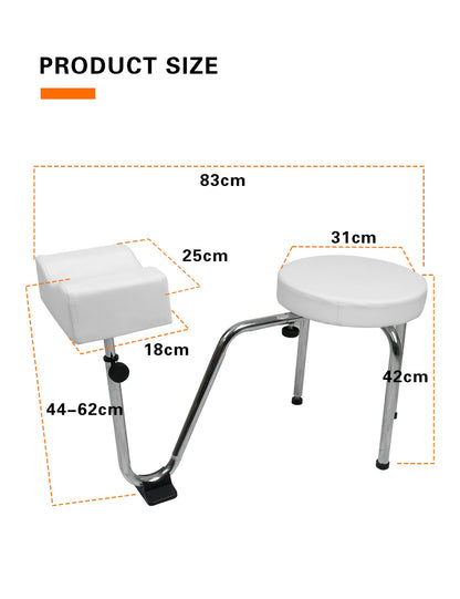 Pedicure Stool, Adjustable Tattoo Leg Arm Rest Stand Leather Foot Stool Chair Manicure Technician Footrest Nail Station for Beauty Salon Nail Shop&Nail Techs Pedicure Stool Spa (White)